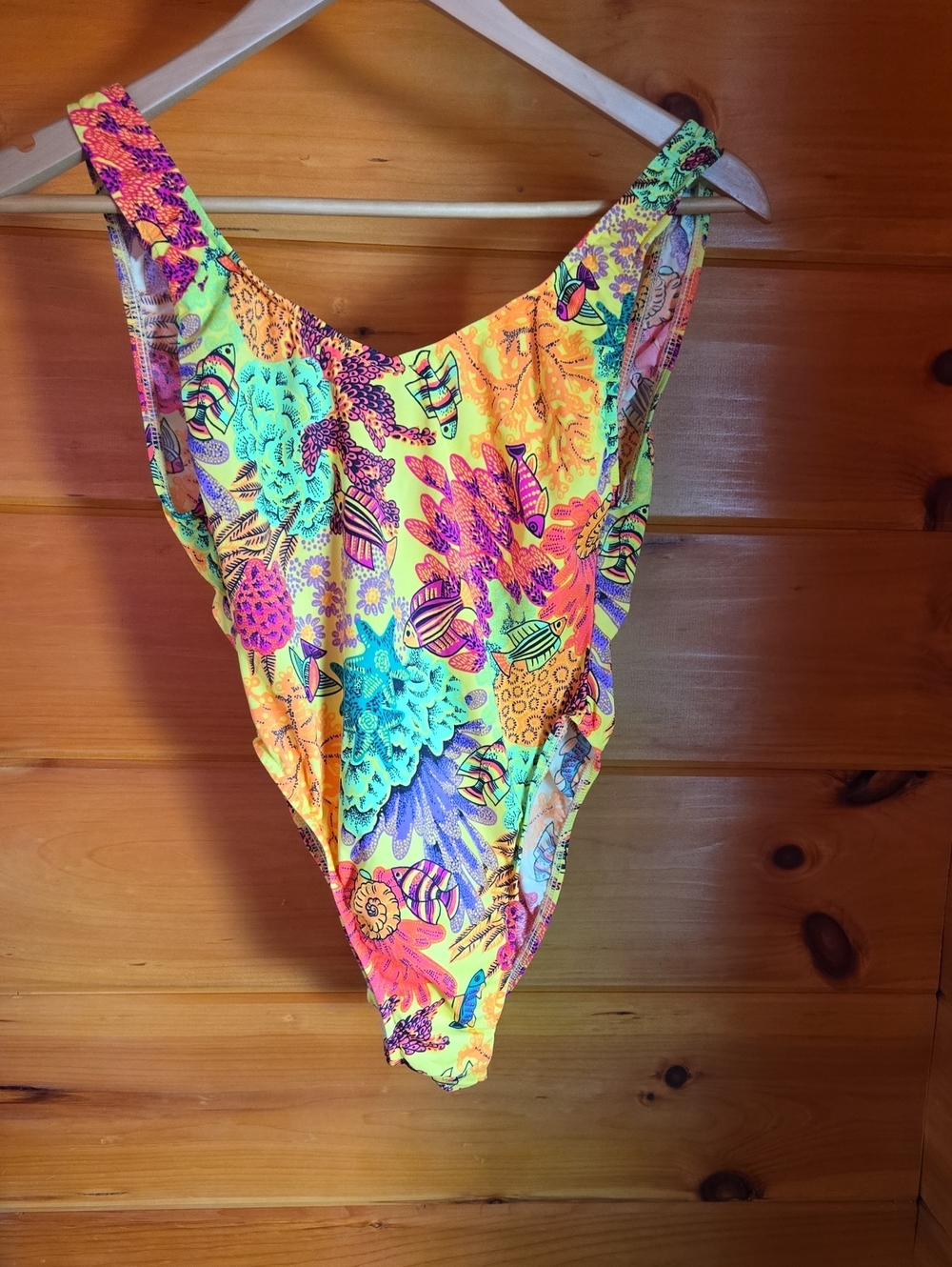 Girls One-Piece Swim Suit - Neon Floral Print